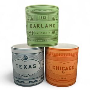 Lot of 3 Peet’s Coffee Texas Chicago Oakland Insider 12oz Mugs